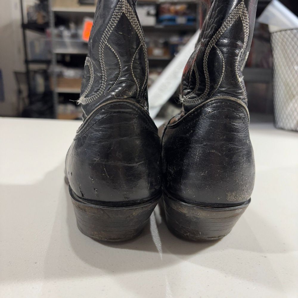Nocona Boots Texas Mens Western Cowboy Leather Boots Black USA‎ Made - Picture 5 of 12